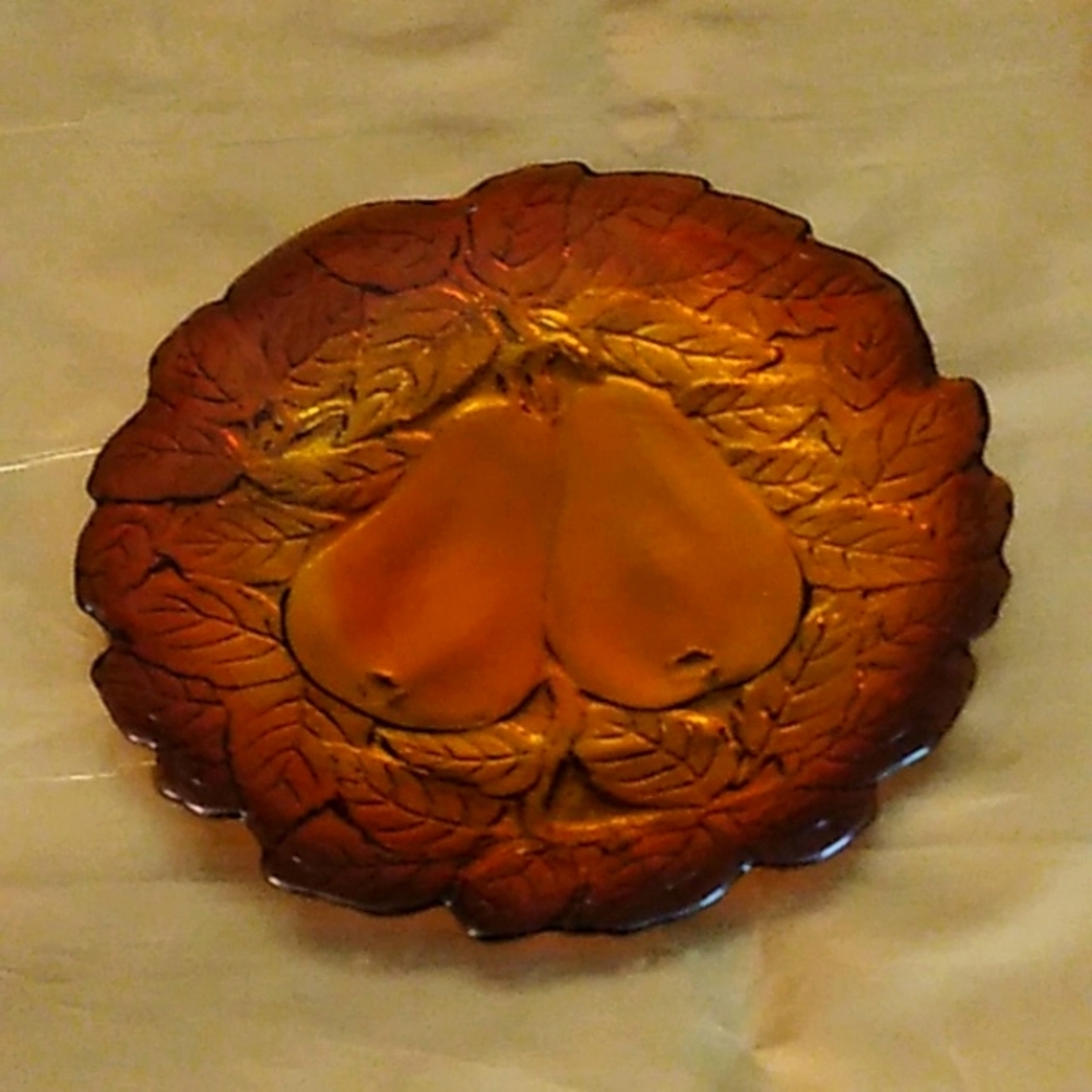 6.25 in. Sweet Pear Plate in burnt honey color, by Tiara Exclusives.